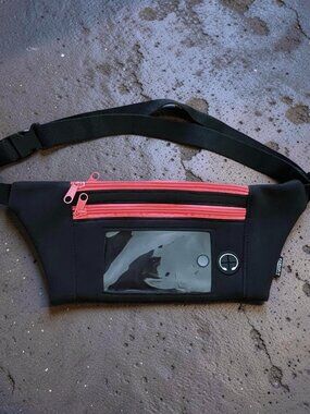 Formfit Running Belt Phone Holder Waist Pack Black Neon Coral NWOT